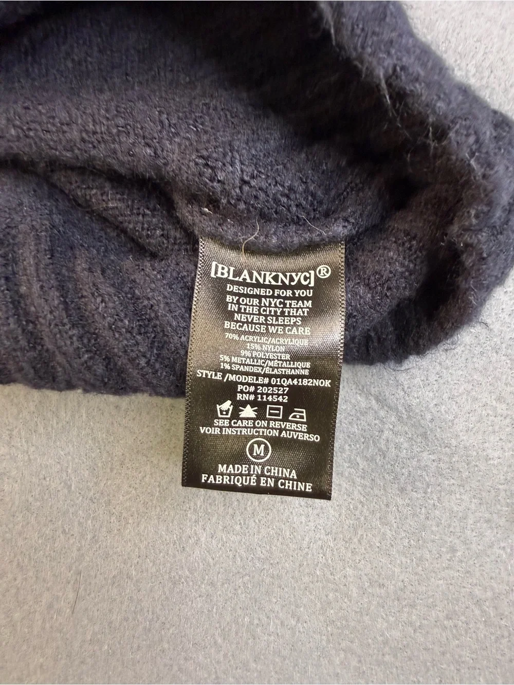 NWOT Blank NYC Black Fair Isle Yoke Sweater with White Brown Pattern